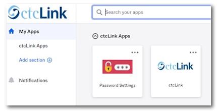 password and ctcLink tiles screen capture