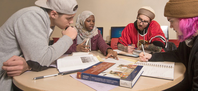 Seattle Central students studying together