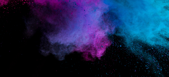 abstract image of colored smoke in magenta, purple, and blue