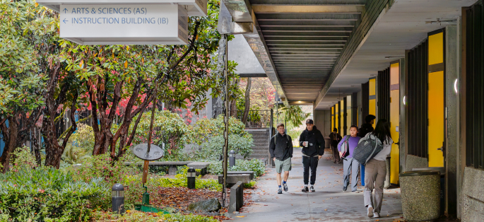 North students walking in courtyard