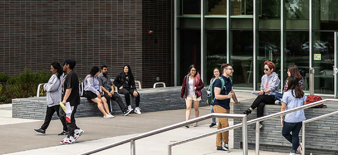 South Seattle College students hanging out on campus