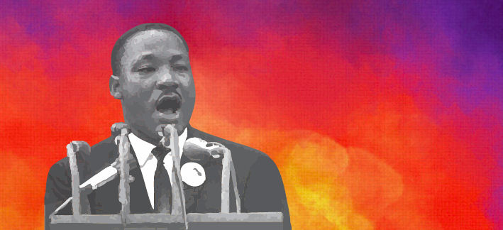 Martin Luther King Jr. speaking at a podium