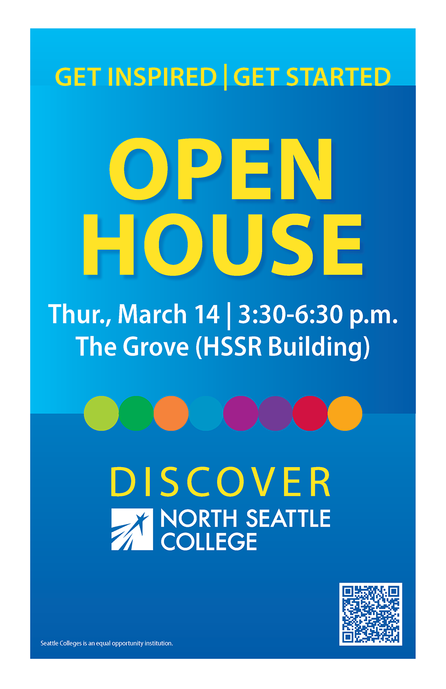 Discover Open House poster for North Seattle College