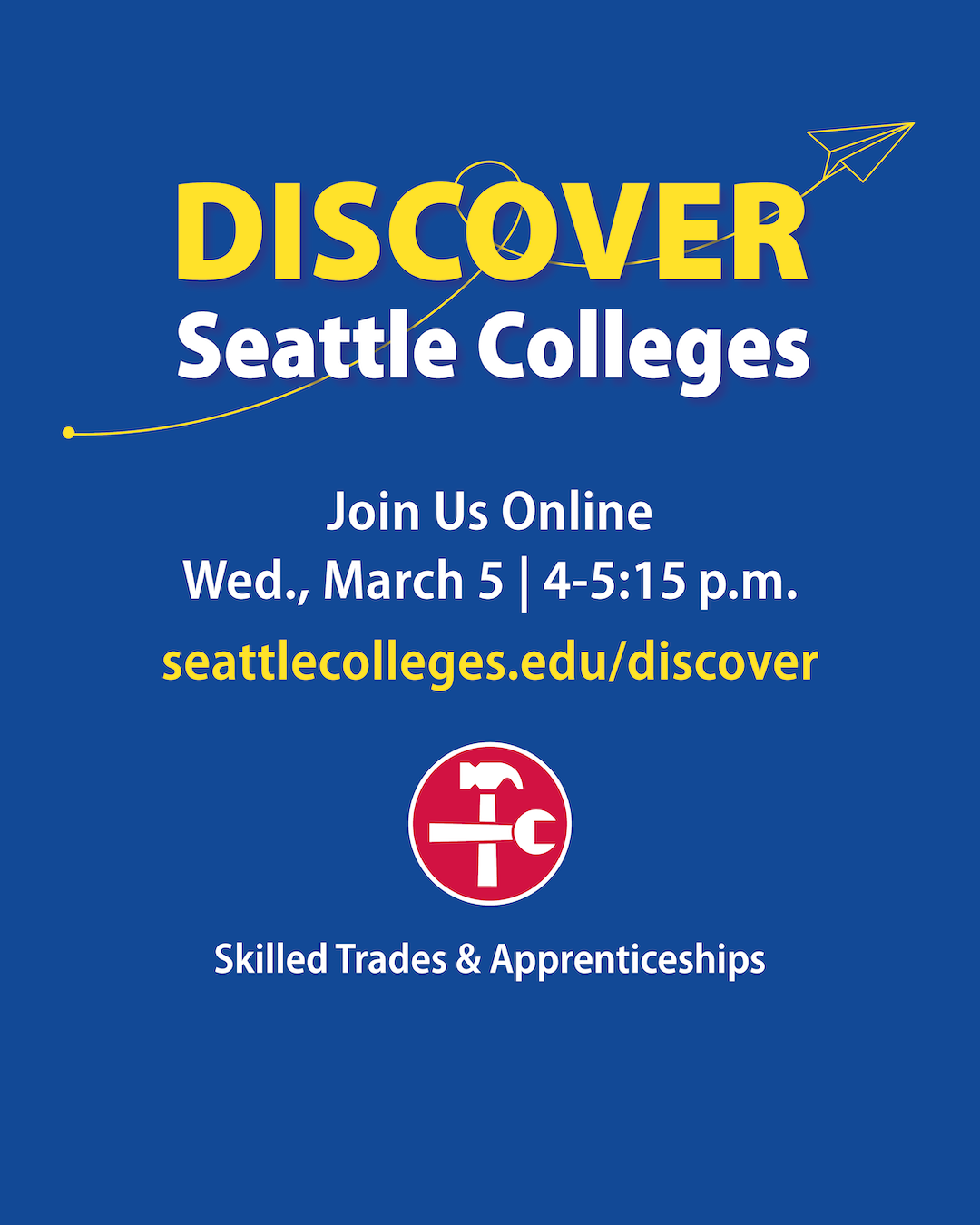 Discover Seattle Colleges Skilled Trades and Apprenticeships Area of Study image for Instagram