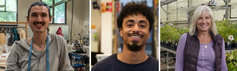 Triptych image of three students featured in the stories for this edition (from left to right): MacKenzie Nelson, Callan Hercules, and Shelley Hurst