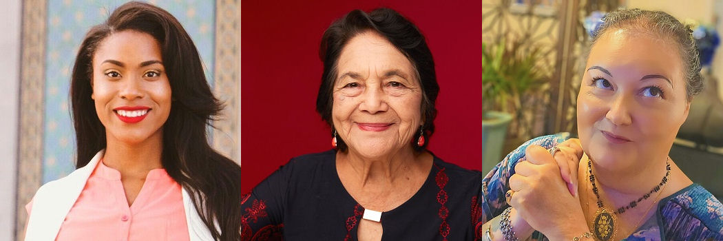 (left to right) Denea Joseph, Dolores Huerta, and Patty Berne