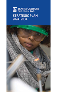 Thumbnail image of the Strategic Plan 2024-2034 brochure. The cover shows a student wearing protective eyewear in a science lab