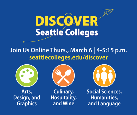 Arts, Design, and Graphics, Culinary, Hospitality, and Wine, Social Sciences, Humanities, and Language areas of study online event image for Facebook